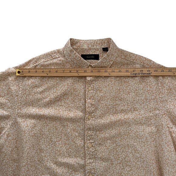 Tasso Elba Mens XXL Short Sleeve Beige Floral Linen Cotton Blend Shirt B… - Picture 9 of 11